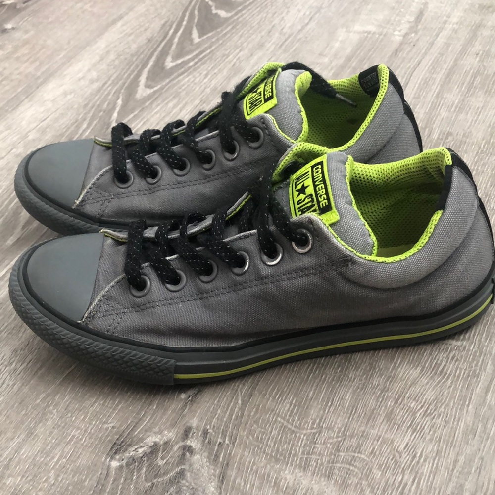Converse Lime Green and Grey low tops boys S:5